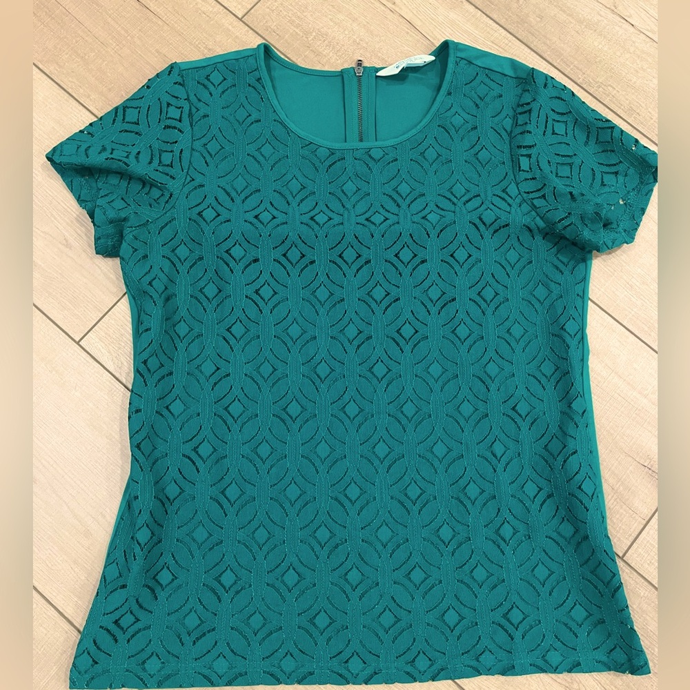 Market & Spruce Hans Crochet Front Mixed Material Top